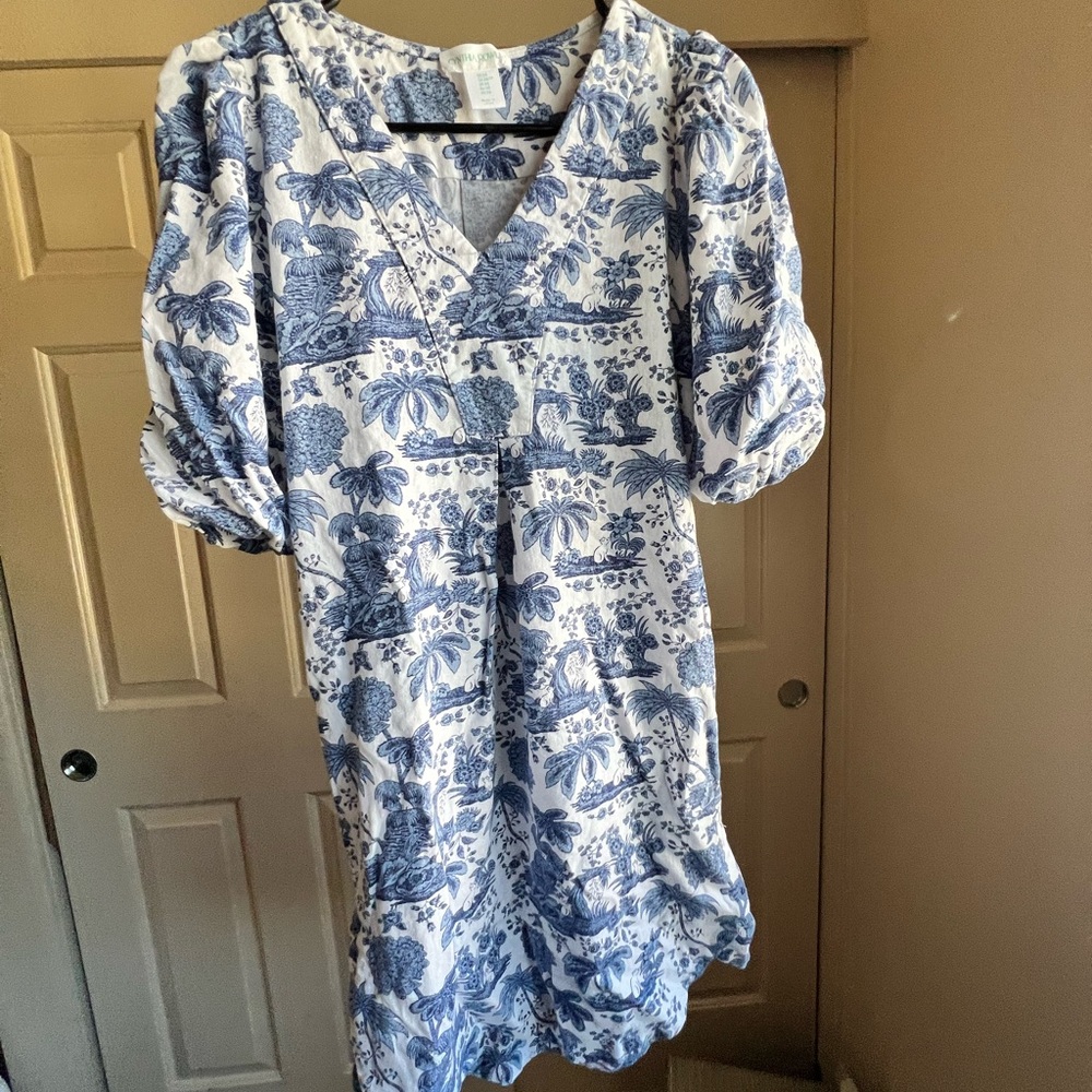 Cynthia Rowley Blue and White Patterned Mini Dress